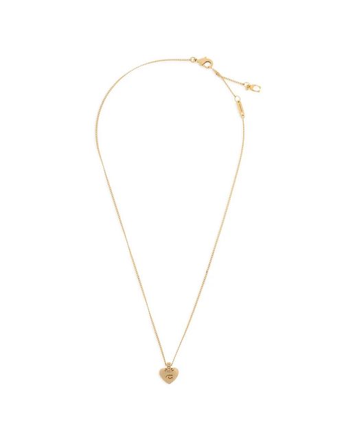 COACH White Heart Logo Pendant Necklace