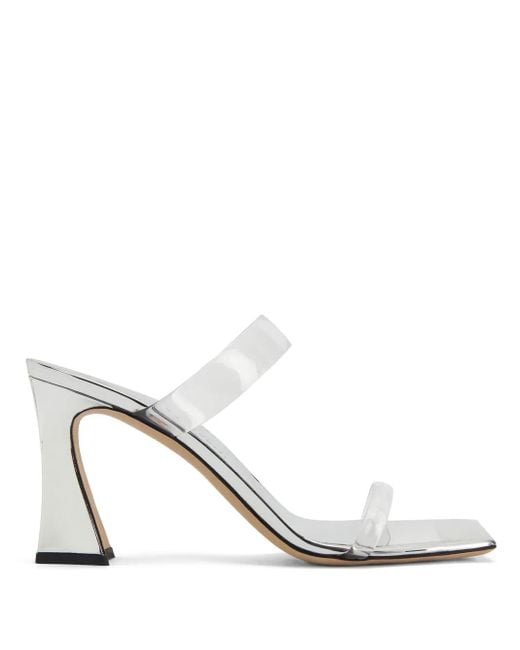 Giuseppe Zanotti White Flamina Plexi Pantoletten Im Metallic-Look 80Mm