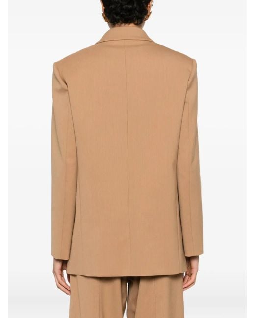 Pinko New Guinea Button-Up Blazer Met Dubbele Rij Knopen in het Natural