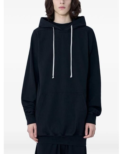 Rick Owens Blue Drawstring Cotton Hoodie for men
