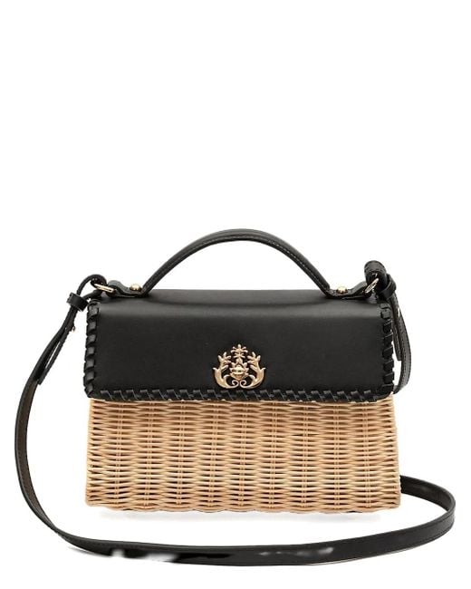 Isla Black Selene Woven Top-Handle Shoulder Bag