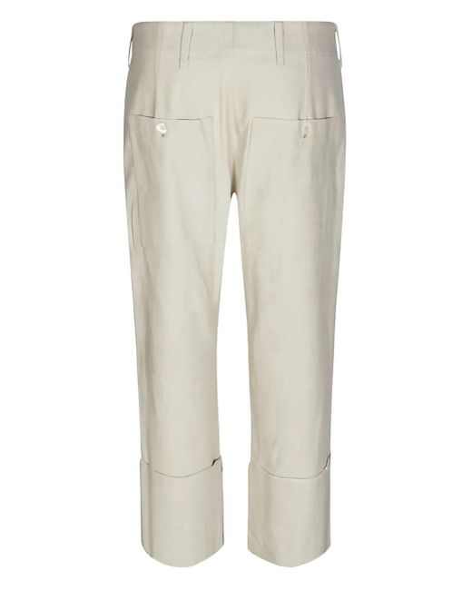 Jejia White Folded-Cuff Buttoned-Pocket Trousers