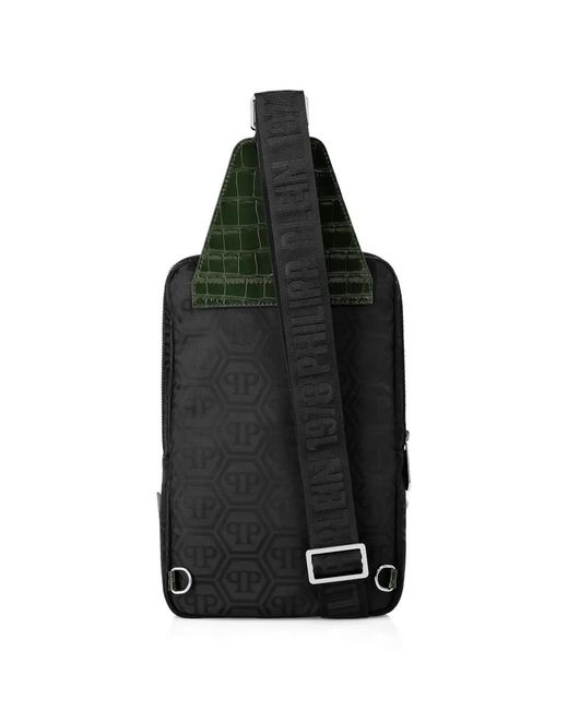 Philipp Plein Black Monogram Backpack for men
