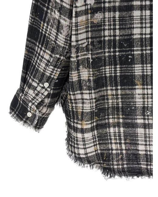 R13 Gray Fringed Oversized Cotton Shirt