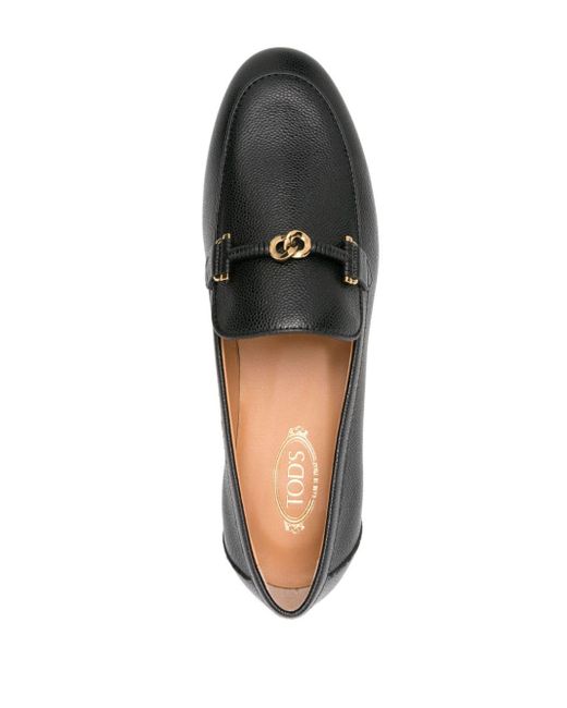 Tod's Black Chain-link Leather Loafers