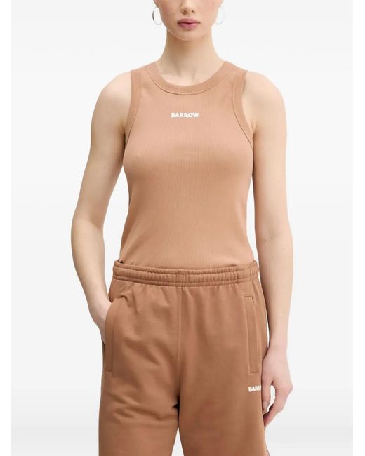 Barrow Natural Ribbed Logo-Print T-Shirt