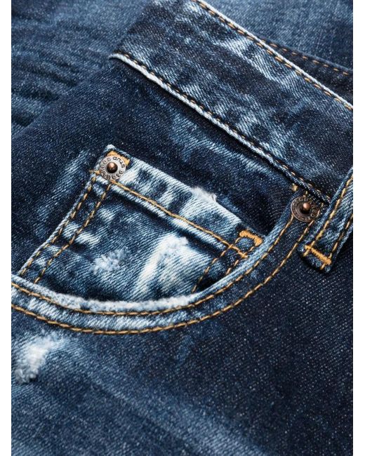 DSquared² Blue High-Waisted Faded Skinny Jeans
