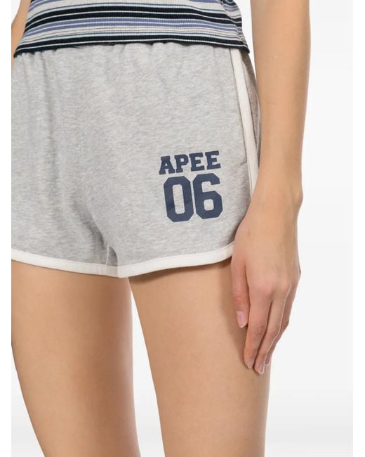 AAPE BY A BATHING AP White Logo Printed Shorts