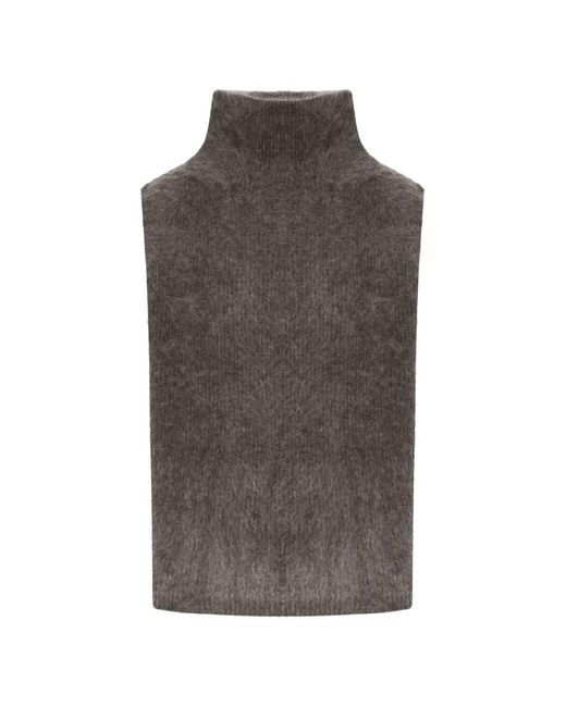 Lisa Yang Gray Brushed-Knit High-Neck Dickey
