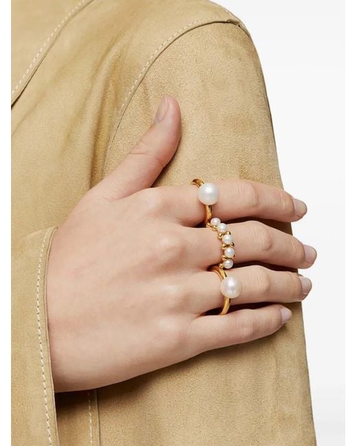 Tous Metallic Ring Mit Perlen
