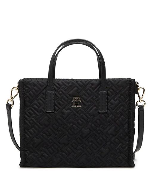 Tommy Hilfiger Black City Quilted Monogram Tote Bag