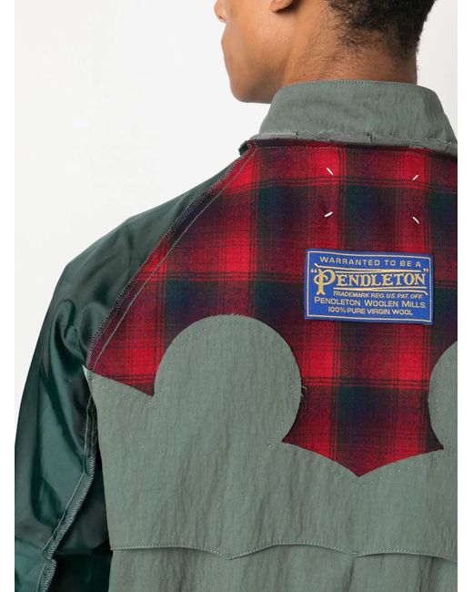 Maison Margiela Green X Pendleton Yoke-Detail Bomber Jacket for men
