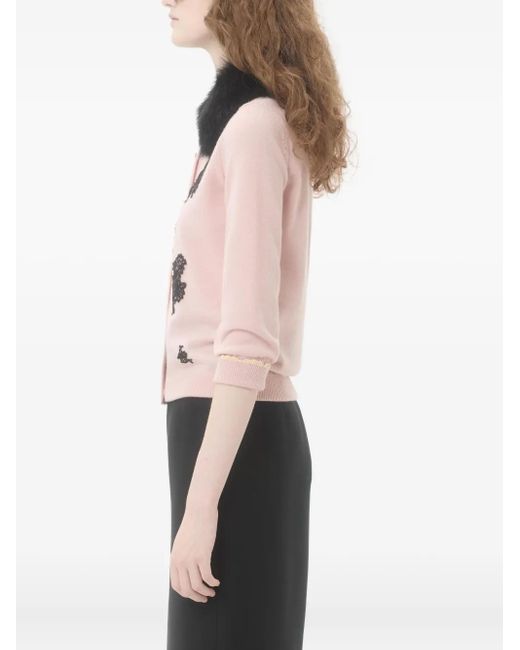 Valentino Garavani レーストリム シアーカラーカーディガン Pink