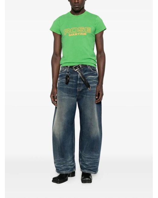 Martine Rose Green Crew-Neck T-Shirt for men