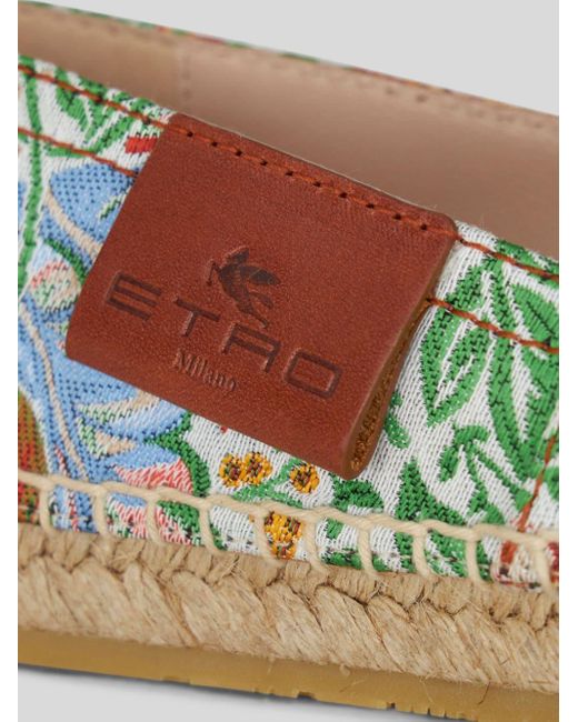 Etro Brown Logo-appliqué Floral-embroidery Espadrilles