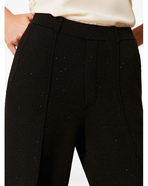 Twinset Black Knit Trousers With Sequins