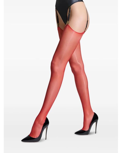 Maison Close Red Voile Stockings