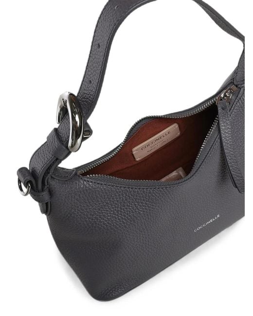 Coccinelle Gray Grained Leather Tote Bag