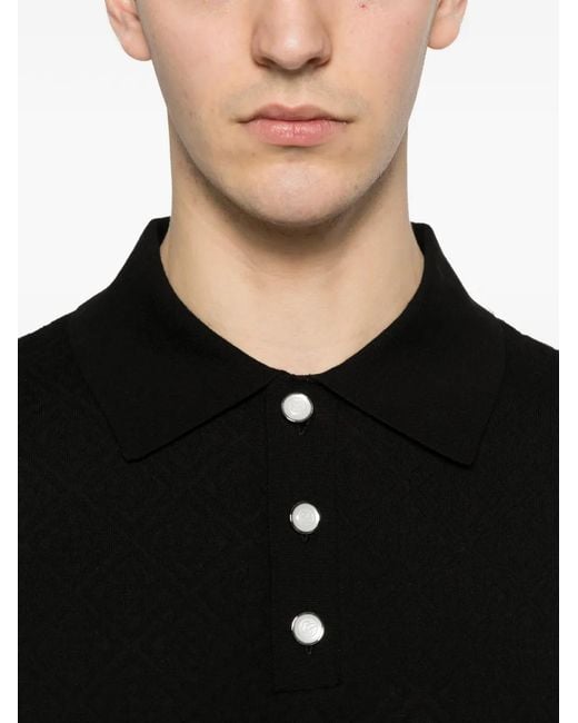 Casablanca Black Pointelle Monogram Polo Shirt for men