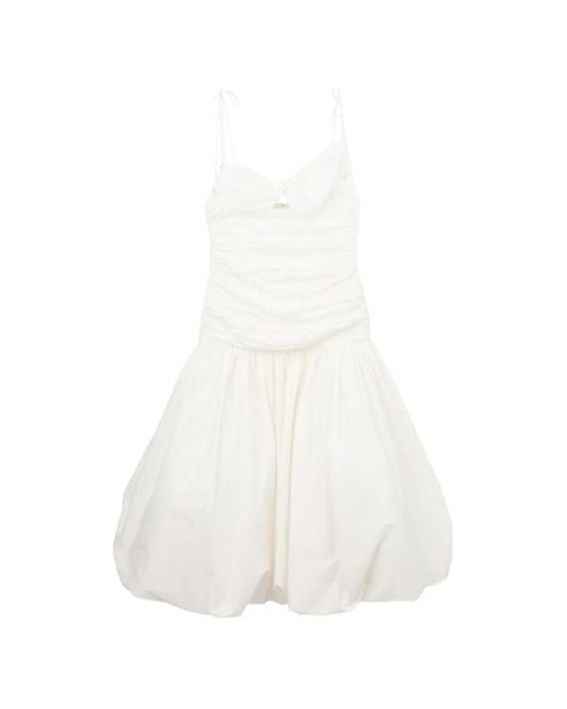 Self-Portrait White Ruched Cut-Out Midi Dress