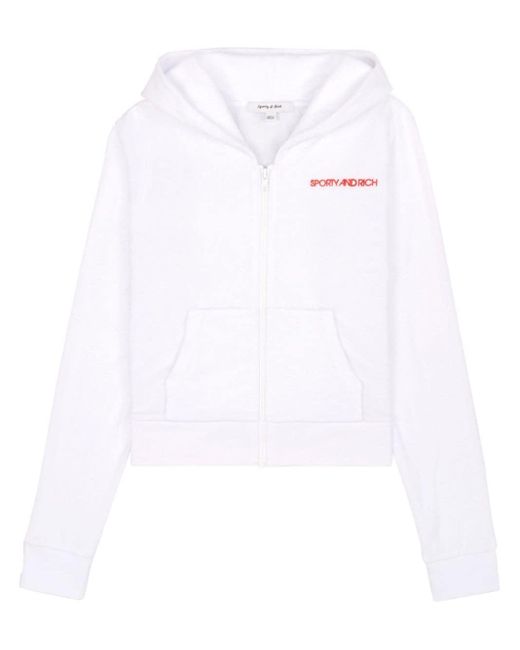 Sporty & Rich White Disco Zip-up Hoodie