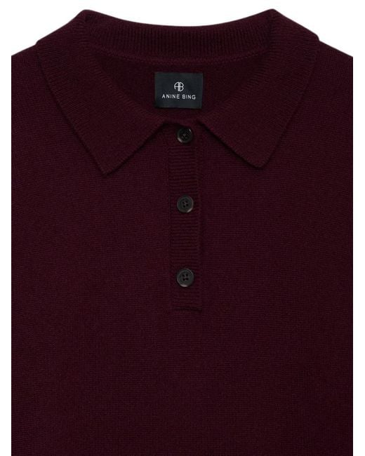 Anine Bing Purple Button-Up Collar Sweater