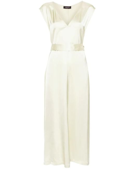 Fabiana Filippi White Belted Satin Midi Dress