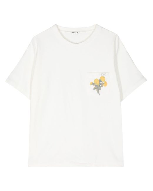 T-shirt Flower à logo brodé Bode pour homme en coloris White