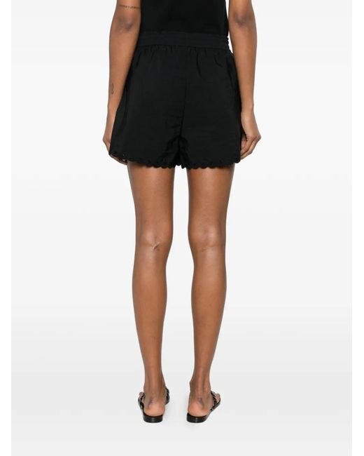 CECILIE BAHNSEN Black Short À Fleurs Et Bords Festonnés