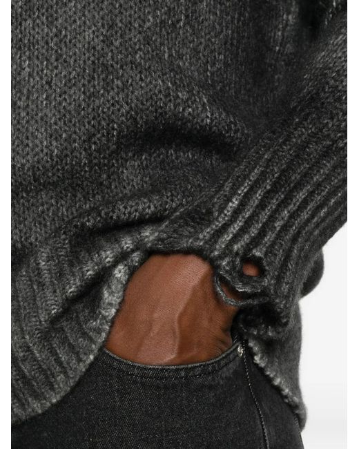 Avant Toi Gray Distressed Spray-Effect Sweater for men