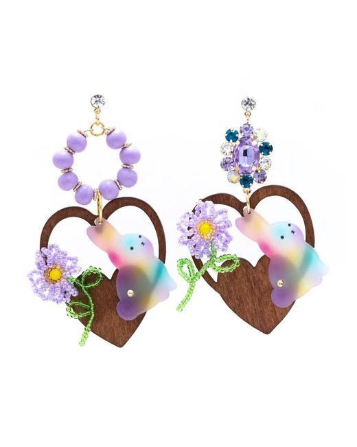 Amir Slama White Heart-Motif Drop Earrings