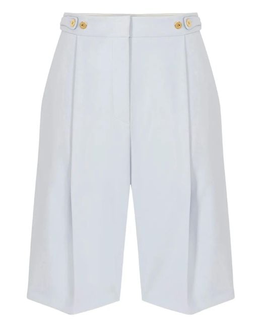 Elisabetta Franchi White Pleated High-Waist Shorts