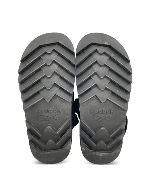 Reebok Black Leather Flat Sandals