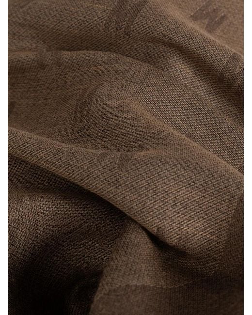 Moschino Brown Monogram Frayed-Edge Scarf