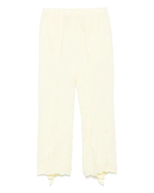 Issey Miyake White Wrinkled Twisted Trousers