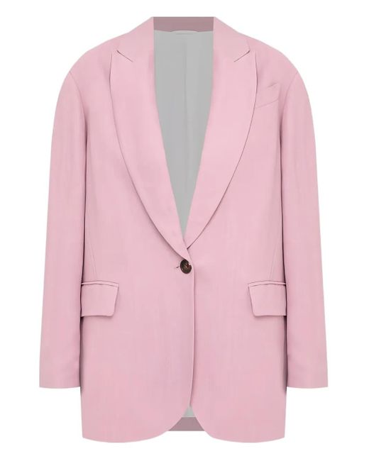 Brunello Cucinelli Pink Single-Button Long-Sleeve Blazer