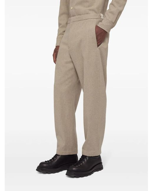Jil Sander Natural Logo-Patch Wool Tapered Trousers for men