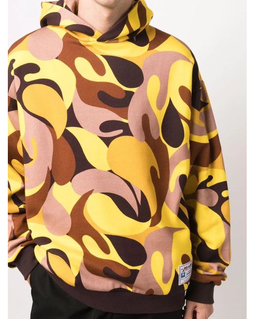 Marni Yellow Abstract Camouflage-Print Hoodie for men