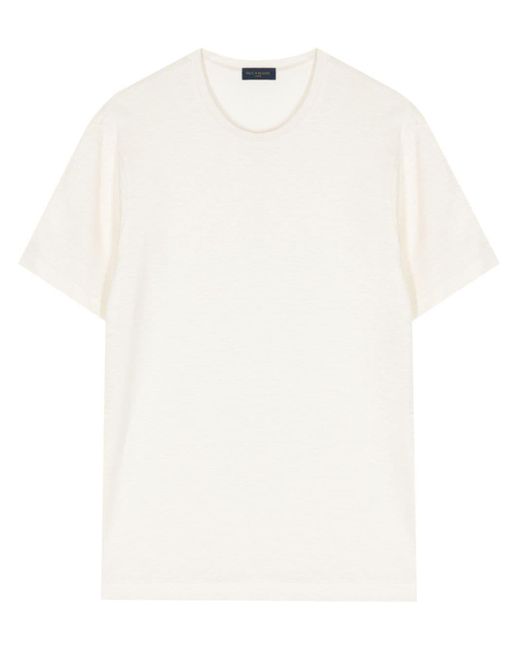 T-shirt en lin à col rond Paul & Shark pour homme en coloris White