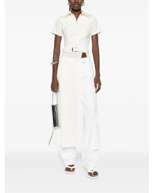 Vestiaire d'un Oiseau Libre White Slit Midi Skirt