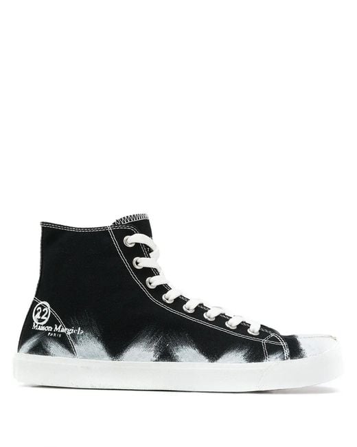 Maison Margiela Black Tabi Paint-Detail High-Top Sneakers for men