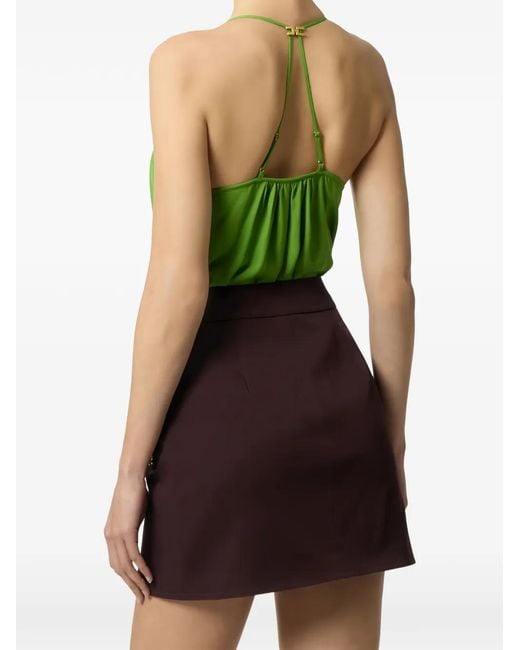 Elisabetta Franchi Green V-Neck Bodysuit