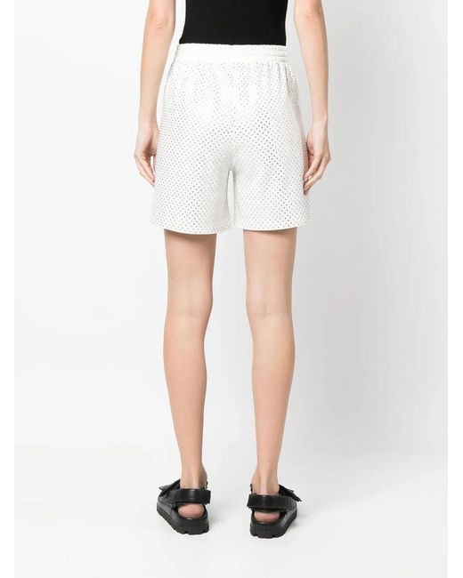 P.A.R.O.S.H. White Rhinestone-Embellished Shorts