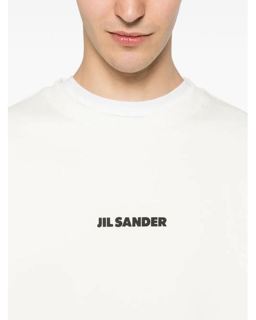 Jil Sander White Logo-Print Sweater for men