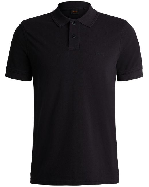 Boss Black Logo-print Cotton Polo Shirt for men