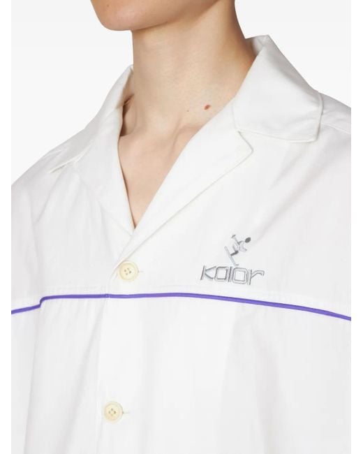 Kolor White Short-Sleeve Embroidered Shirt for men