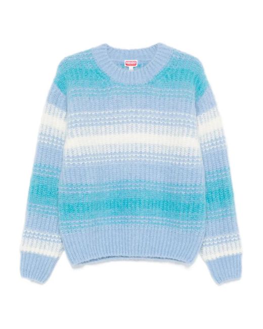 KENZO Blue Striped Crew-Neck Jumper for men