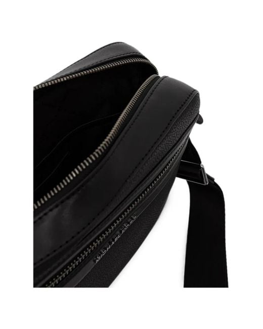 Michael Kors Black Jet Set Logo-Plaque Pebbled Shoulder Bag for men