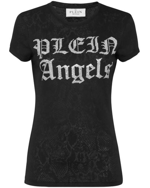 Philipp Plein Black Logo-Embellished T-Shirt