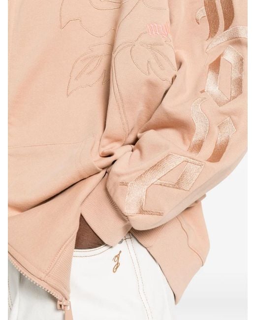 Twinset Pink Floral-Embroidered Hoodie